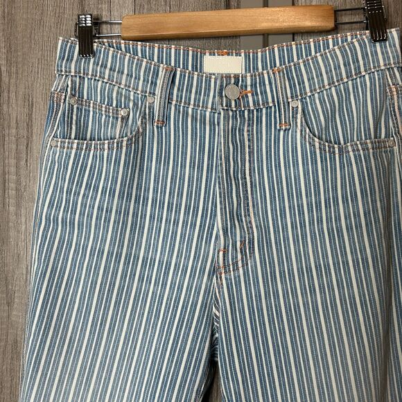 Mother Jeans The Triple Tomcat Ankle Striped Blue and White Orange Yo Glad Sz 28 - Picture 8 of 14